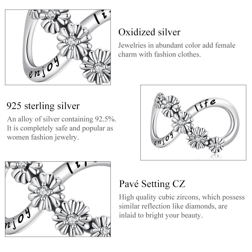 925 Sterling Silver Floral Bead Bracelet / Necklace Accessory 5