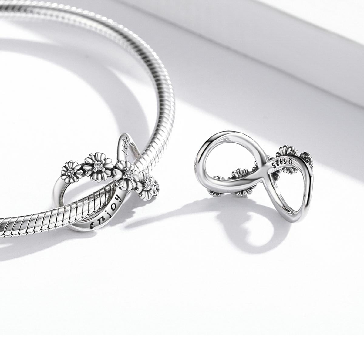 925 Sterling Silver Floral Bead Bracelet / Necklace Accessory 6