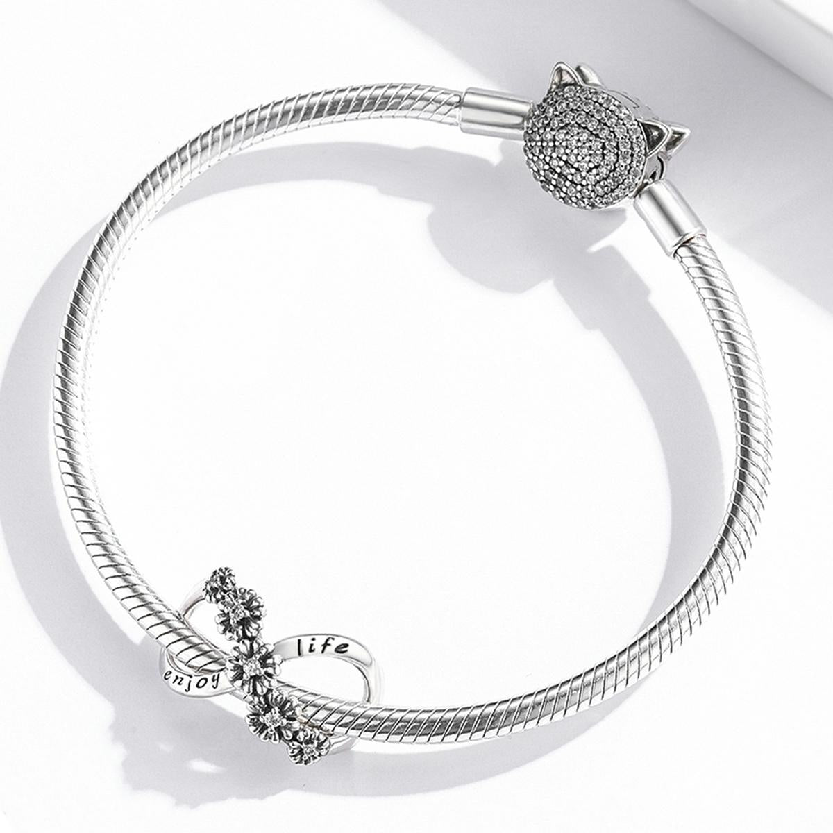 925 Sterling Silver Floral Bead Bracelet / Necklace Accessory 7