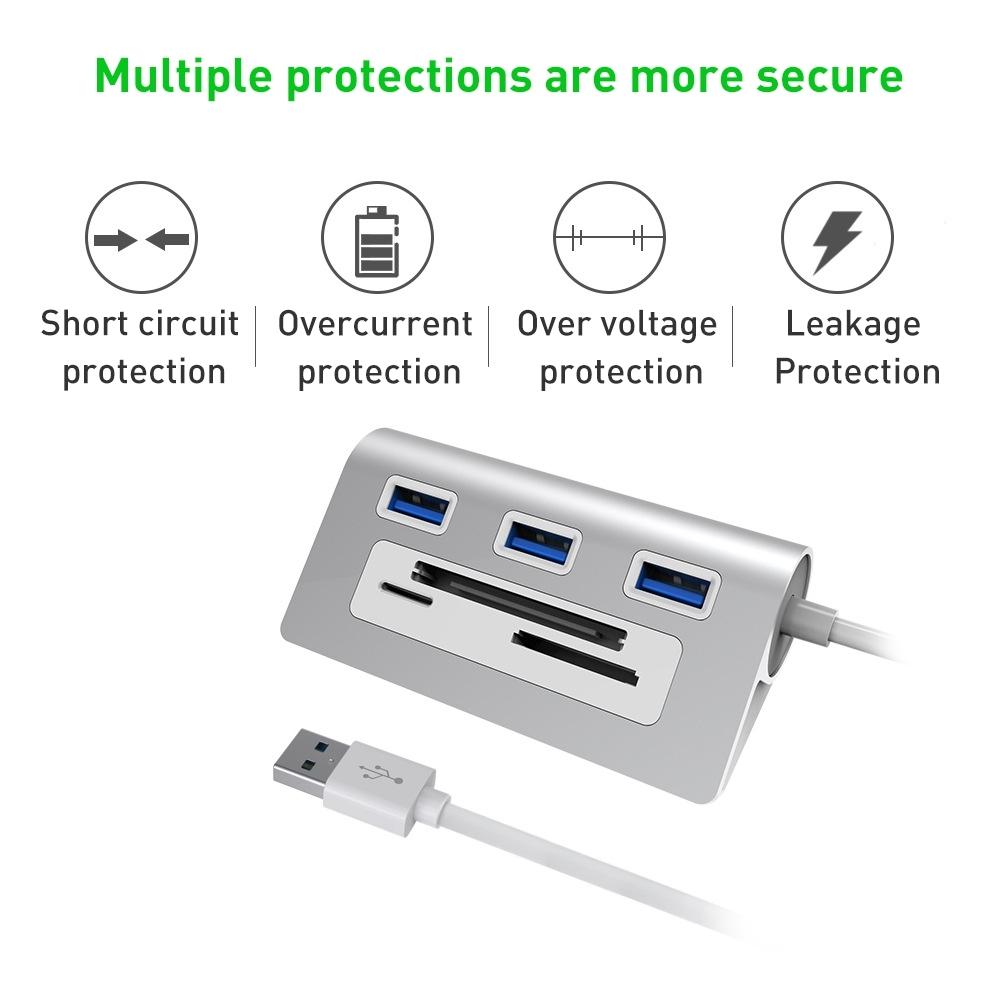Usb3.0 Card Reader Hub Adapter With 3 Ports 5