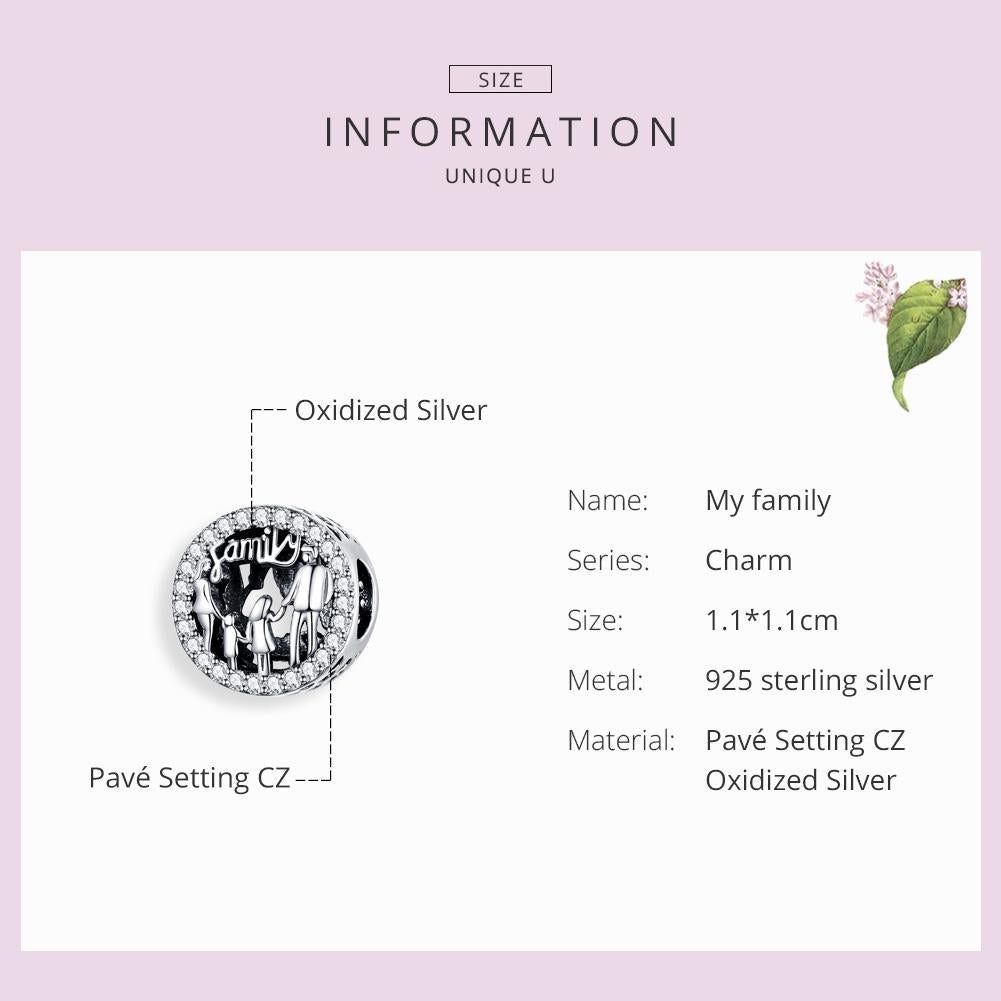 925 Sterling Silver Family Charm Bracelet Beads 5