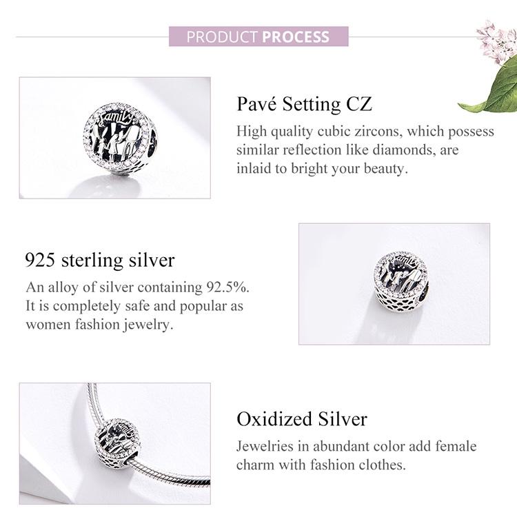 925 Sterling Silver Family Charm Bracelet Beads 6