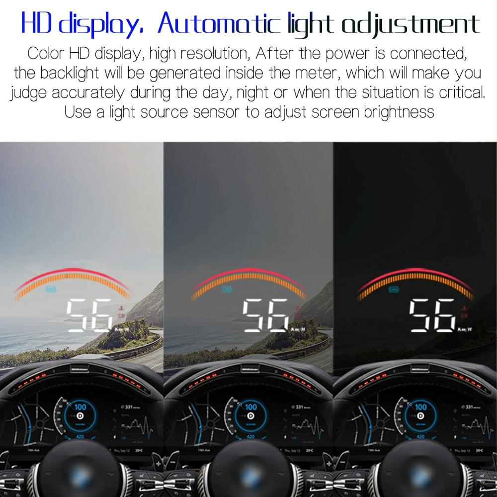 Car Obd2 + Gps Head Up Display Speed & Temperature Alarm 5