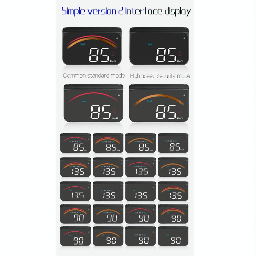 Car Obd2 + Gps Head Up Display Speed & Temperature Alarm 6