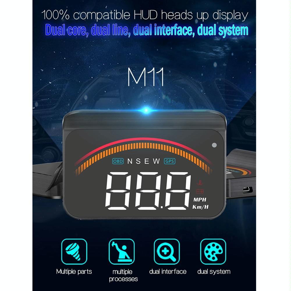Car Obd2 + Gps Head Up Display Speed & Temperature Alarm 10