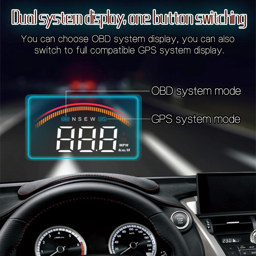 Car Obd2 + Gps Head Up Display Speed & Temperature Alarm 13