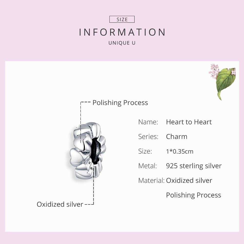 925 Sterling Silver Heart Beads For Diy Bracelets & Necklaces 6