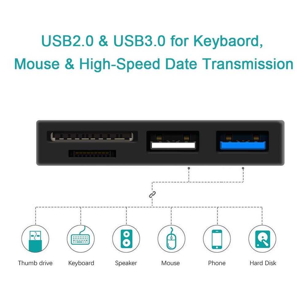 Usb 3.0 + 2.0 + Micro Usb Hub For Surface Go 2 Tf & Sd Card Slots 5