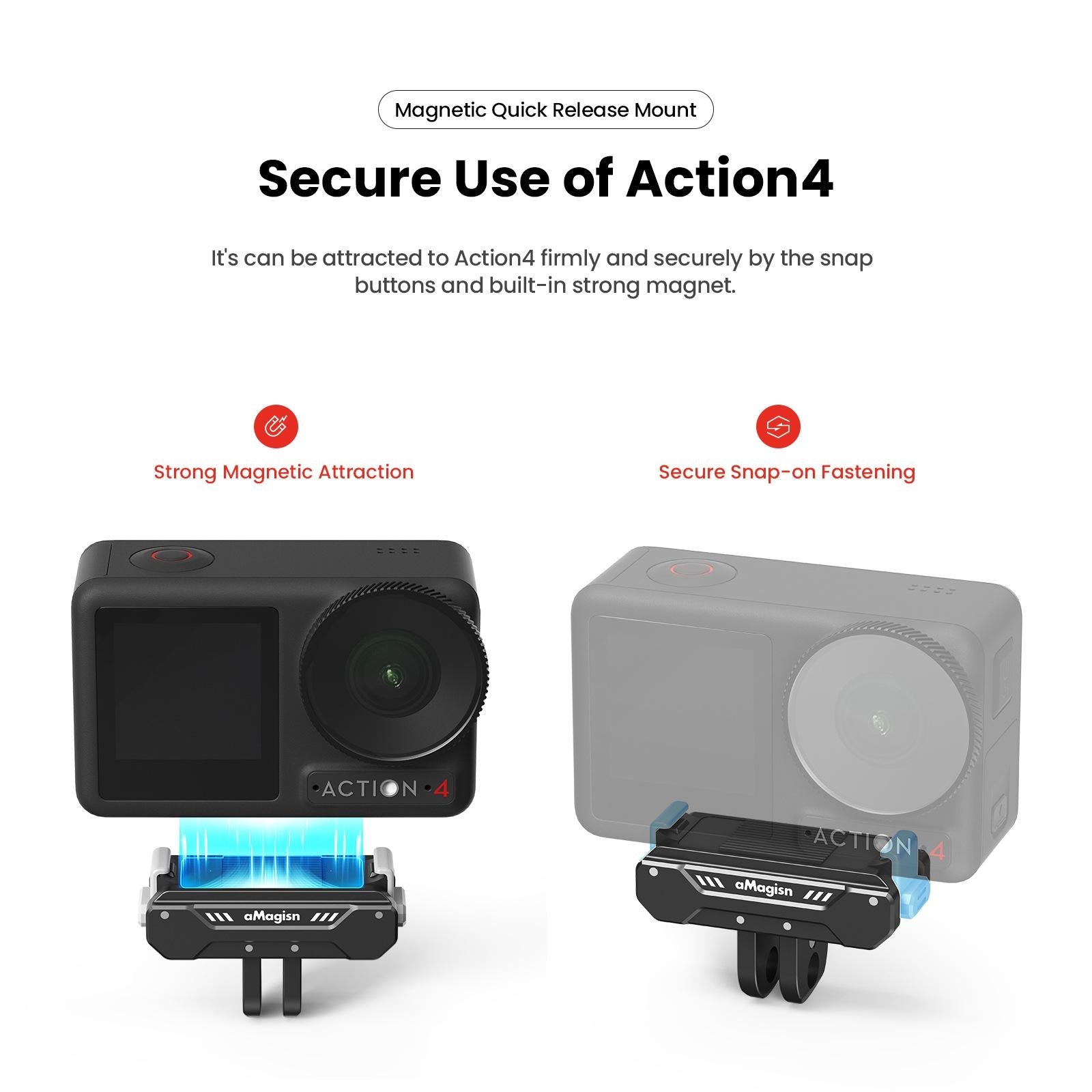 Quick Release Magnetic Camera Mount for Dji Action 4 / 3 - Amagisn 7