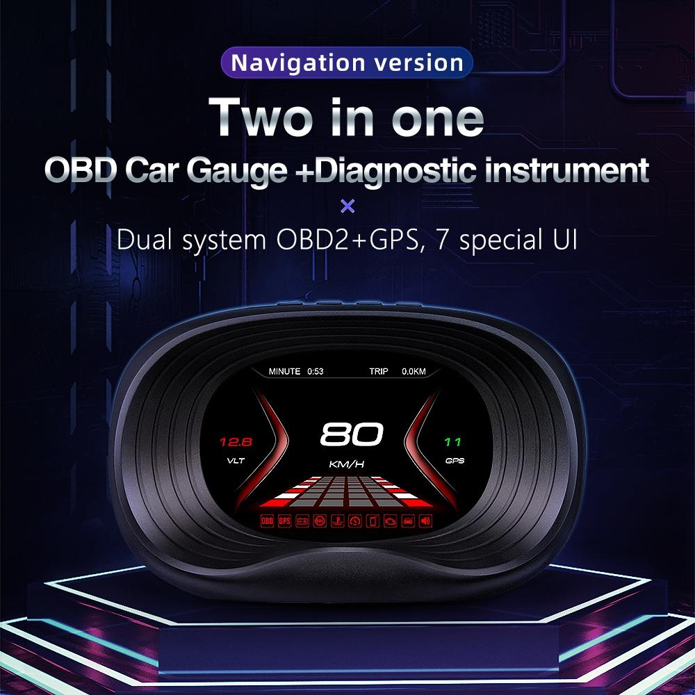 Car Hud Display Overspeed Temp Engine Alarm P20 Obd2 + Gps 3