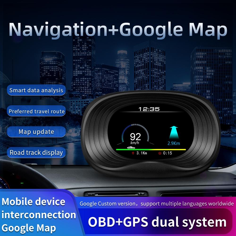 Car Hud Display Overspeed Temp Engine Alarm P20 Obd2 + Gps 14