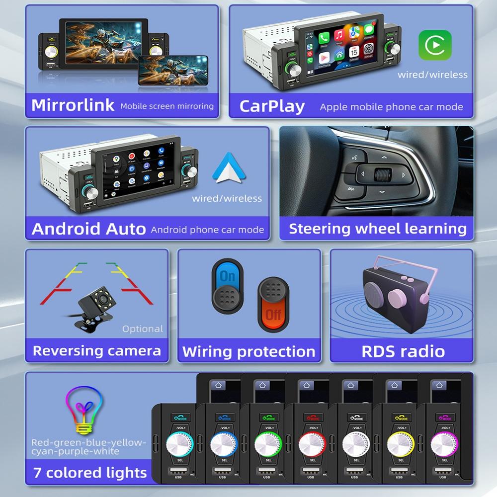 5 Inch Car Mp5 Inch Player W / Wireless Phone Mirror Link & Steering Wheel Control 5