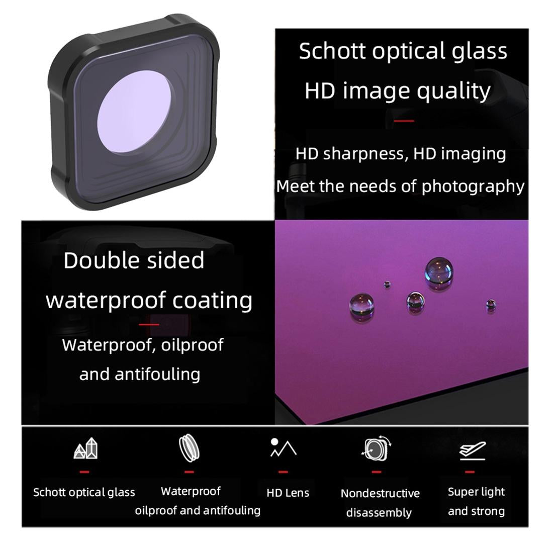 Night Diving Lens Filter for Gopro Hero10 / 9 - Kb Series 6