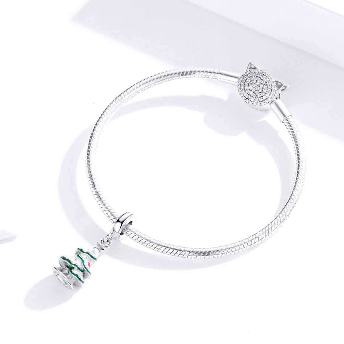 925 Sterling Silver Platinum Plated Christmas Tree Pendant For Diy Bracelets And Necklaces 5