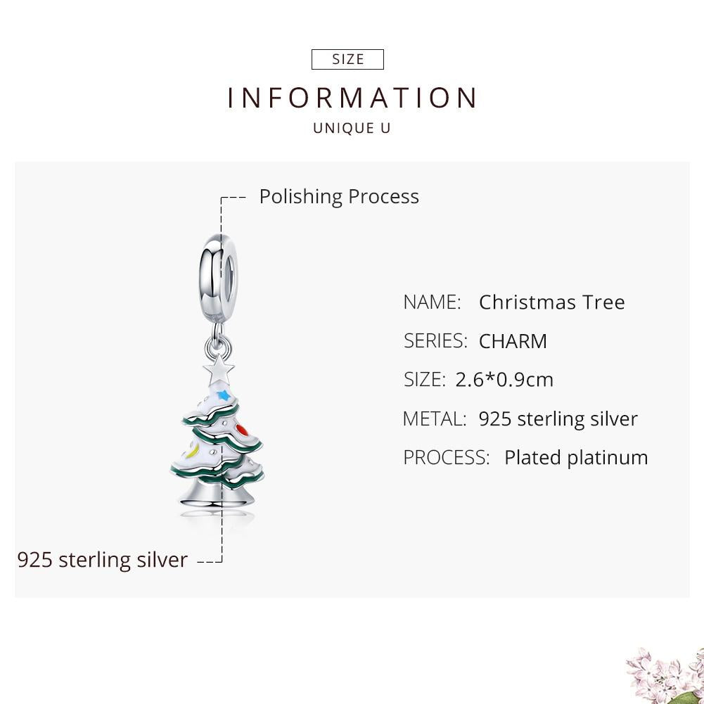 925 Sterling Silver Platinum Plated Christmas Tree Pendant For Diy Bracelets And Necklaces 7