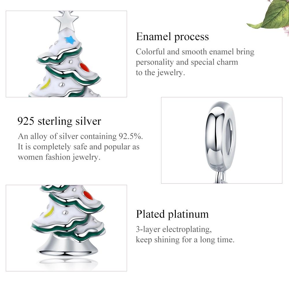 925 Sterling Silver Platinum Plated Christmas Tree Pendant For Diy Bracelets And Necklaces 8