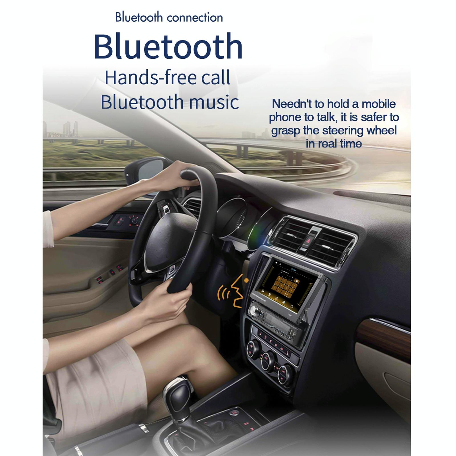 7 Inch Manually Retractable Car Mp5 Player With Mirror Link Fm Tf Card Usb Bluetooth Hands-Free Calling Reversing Trajectory & Cayplay 4