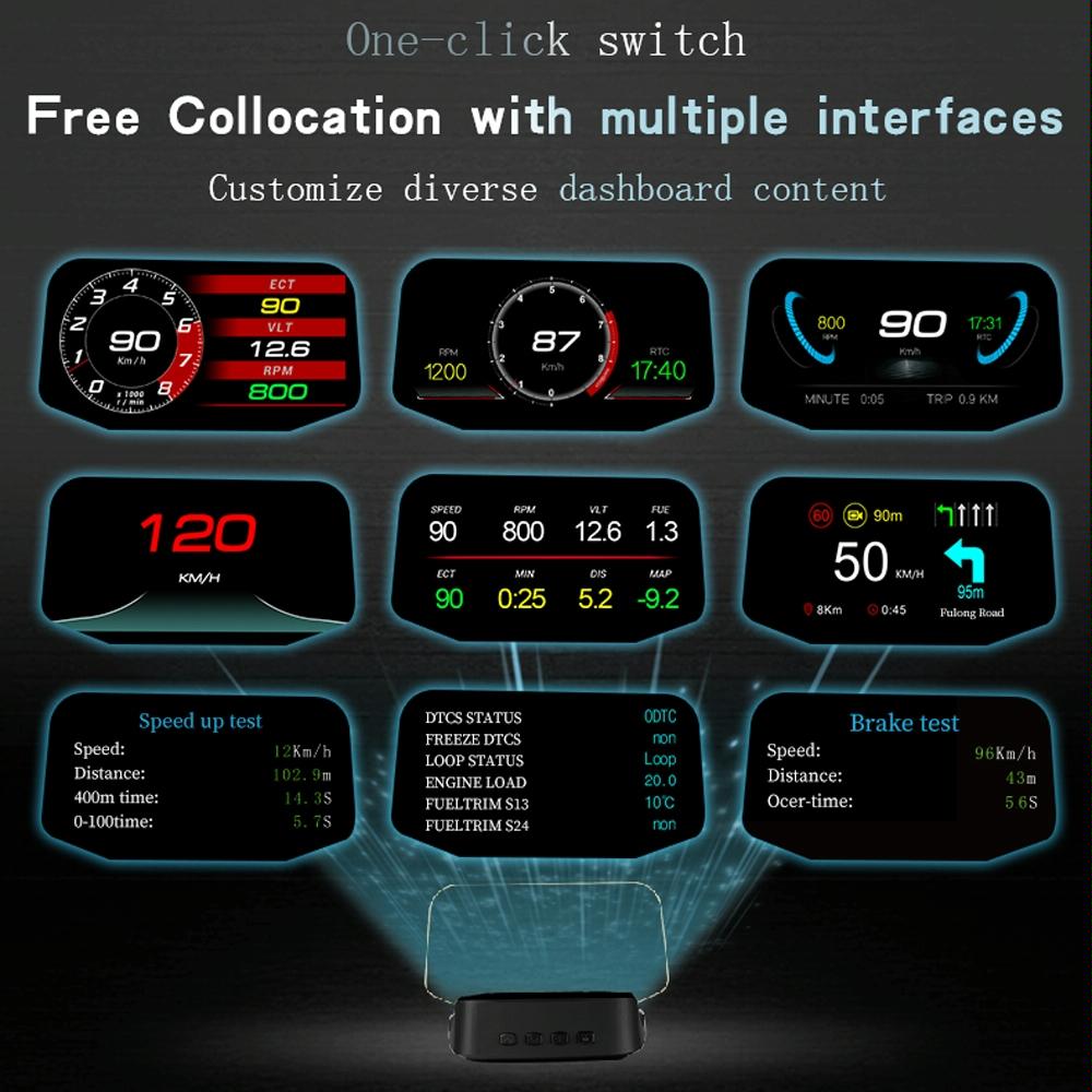 Gps Car Hud Display Water Temp Voltage Speed 7