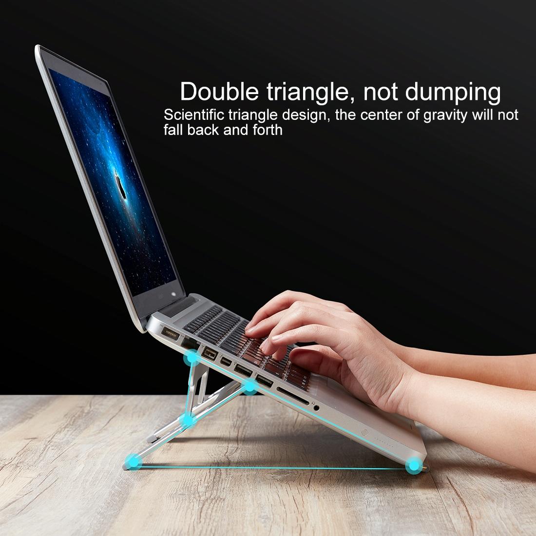 Adjustable Foldable Aluminum Laptop Stand - Portable Double Triangle Design 7
