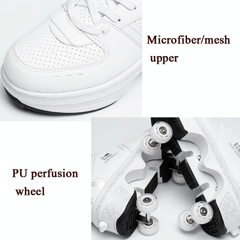 Versatile Double Row Rune Roller Skates - Size 42 - Low-Top Without Light (White) 4