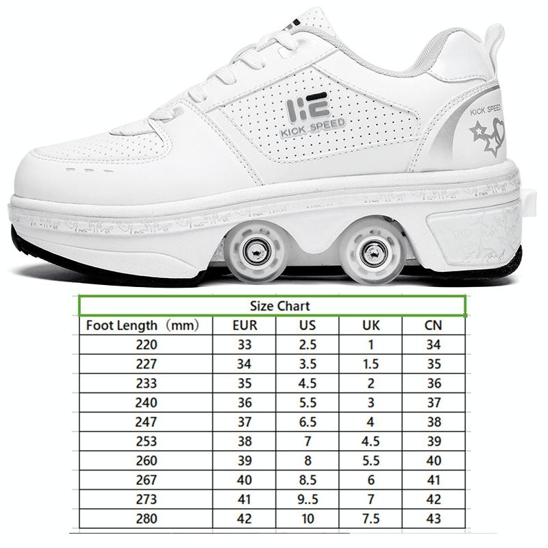 Versatile Double Row Rune Roller Skates - Size 42 - Low-Top Without Light (White) 6