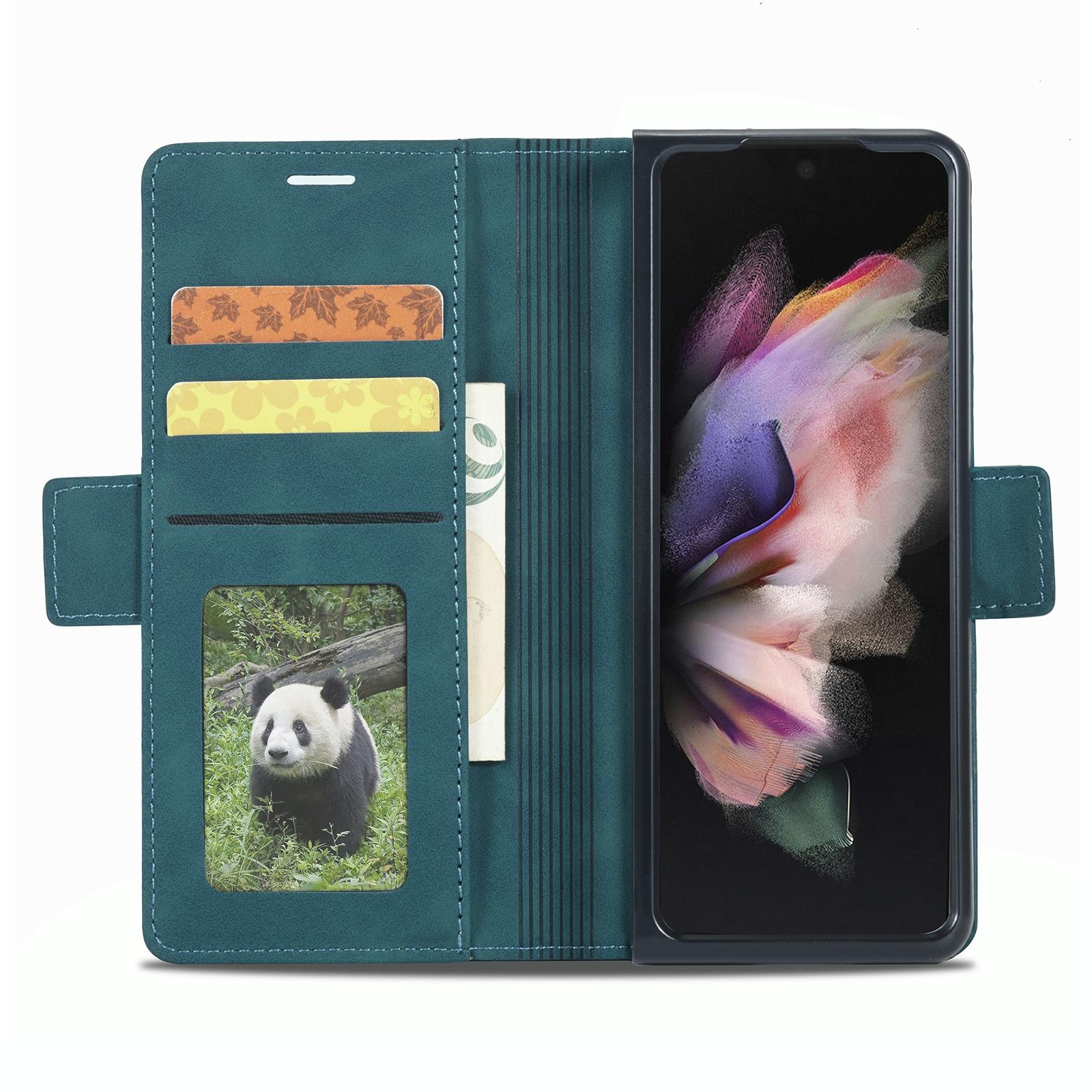 For Samsung Galaxy Z Fold4 5G Leather Dual Side Buckle Phone Cover - Black 11