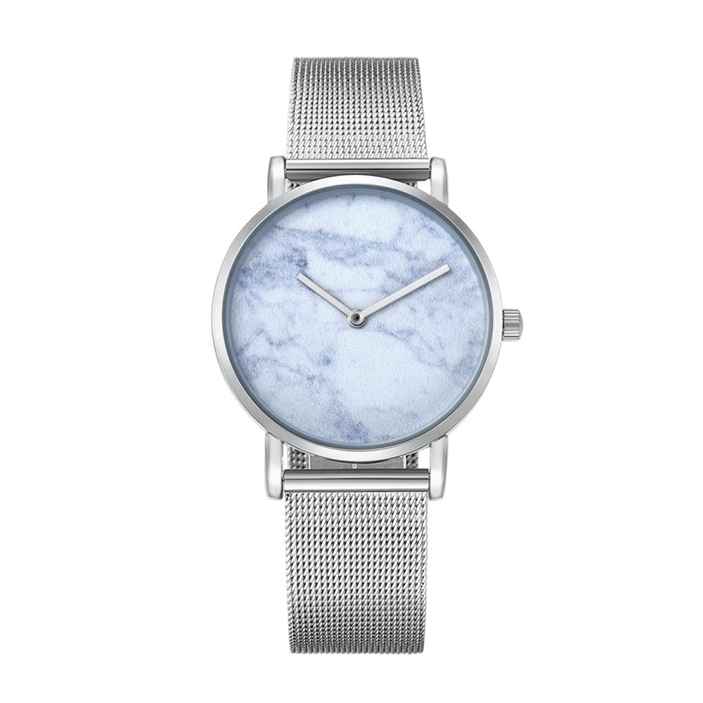 Stylish Women Quartz Watch with Stainless Steel Band - Round Dial Silver Alloy Case - Wa0730A 3