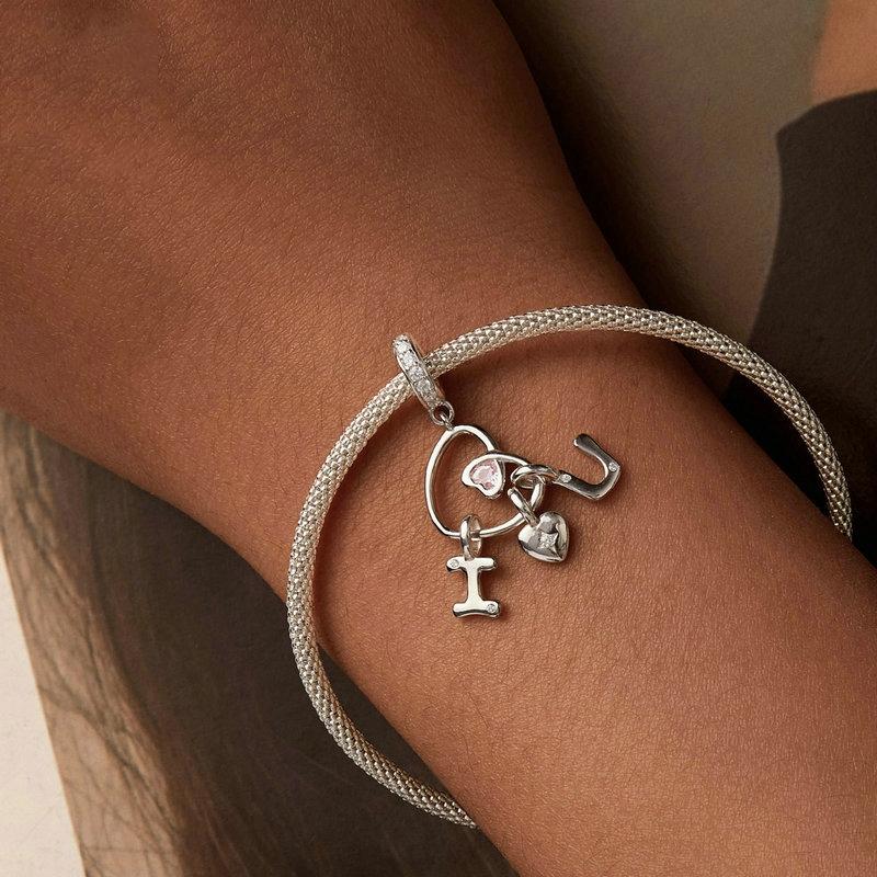 925 Sterling Silver Platinum Plated Love Letter Pendant 6