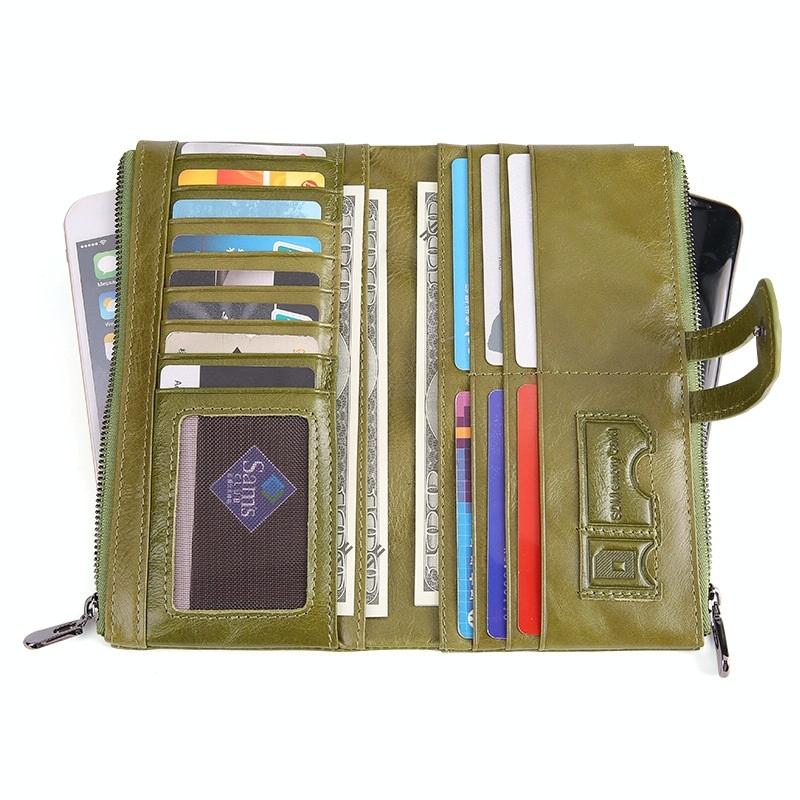 Women Leather Rfid Wallet - Sleek & Secure - Green 7