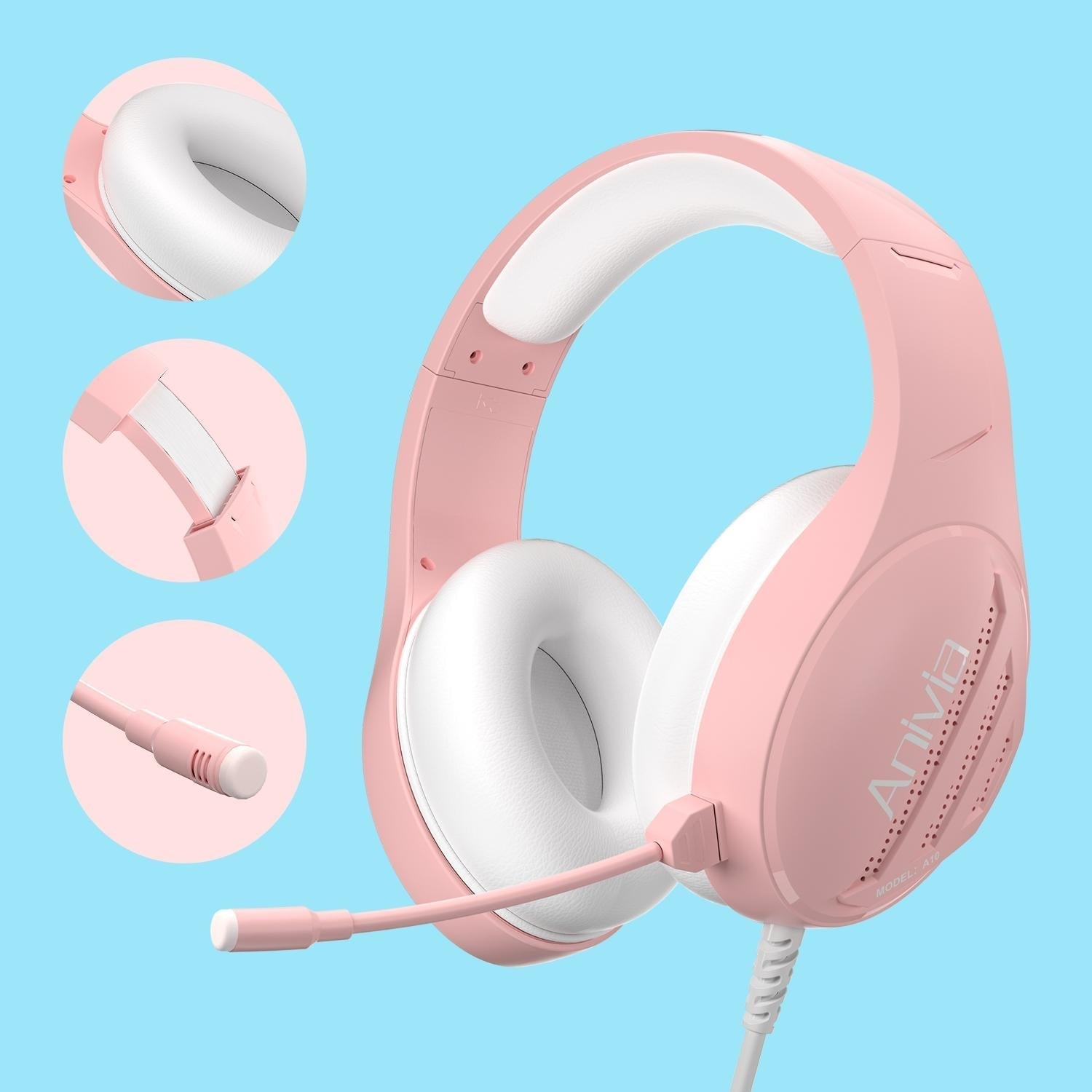 3.5Mm Wired Music Headset With Mic Pink 6