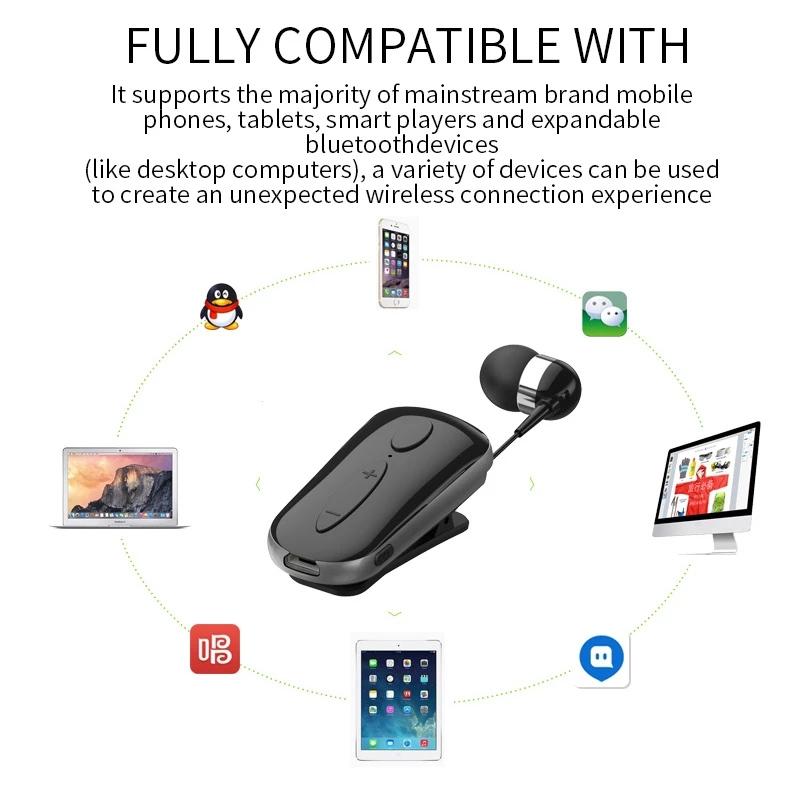 Wireless Bluetooth Earphone with Vibration Reminder and Clip - Black 9