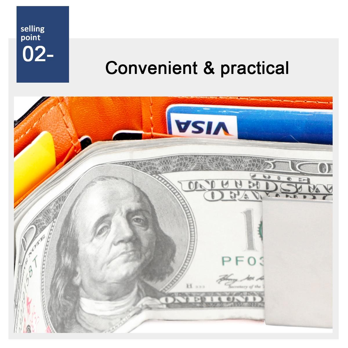 Leather Rfid Wallet - Ultra Thin - Orange 8