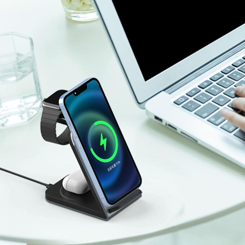 3 In 1 Vertical Metal Wireless Charger - Tarnish 8