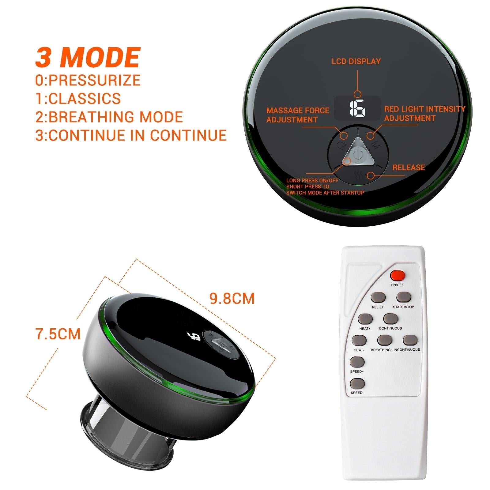 Smart Cupper With Light: Electric Heated Scraping Massage Tool - Black 4