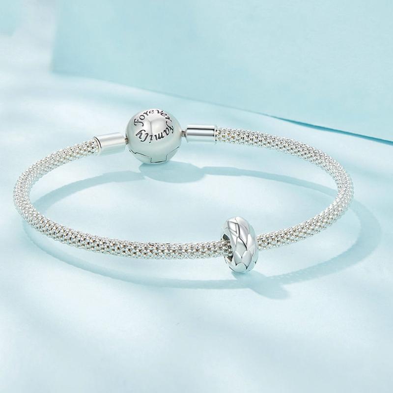 925 Sterling Silver Feather Textured Spacer Bead Bracelet / Necklace Set 4