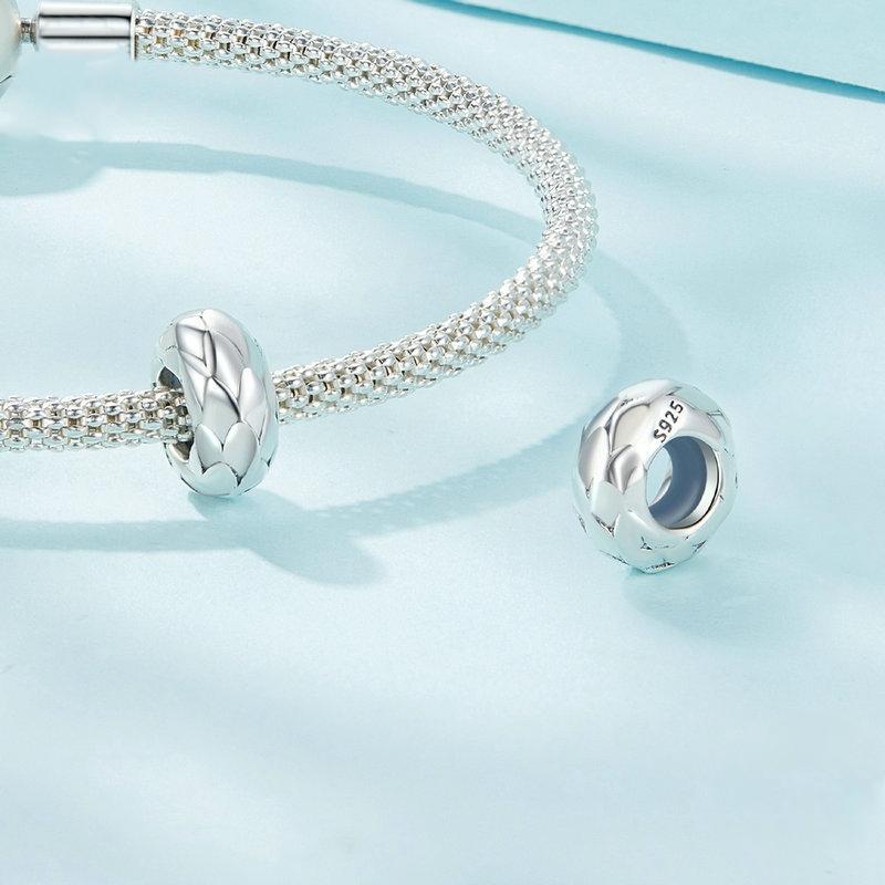 925 Sterling Silver Feather Textured Spacer Bead Bracelet / Necklace Set 5