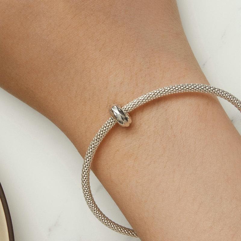 925 Sterling Silver Feather Textured Spacer Bead Bracelet / Necklace Set 8