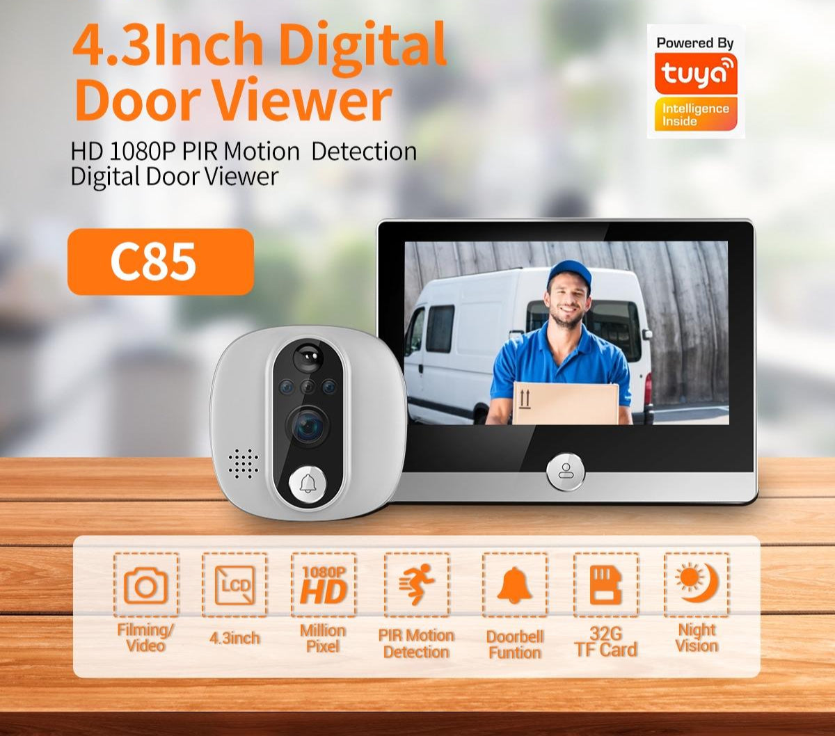Smart Wifi Door Viewer With Wide-Angle Pir & Night Vision 1080P 4.3 Inch Dingdong Photo 3