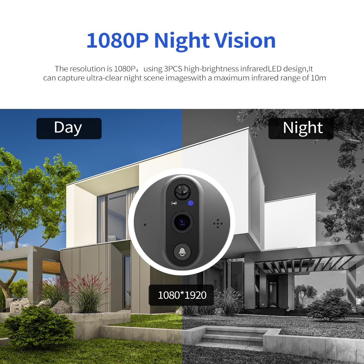 Smart Wifi Door Viewer With Wide-Angle Pir & Night Vision 1080P 4.3 Inch Dingdong Photo 5