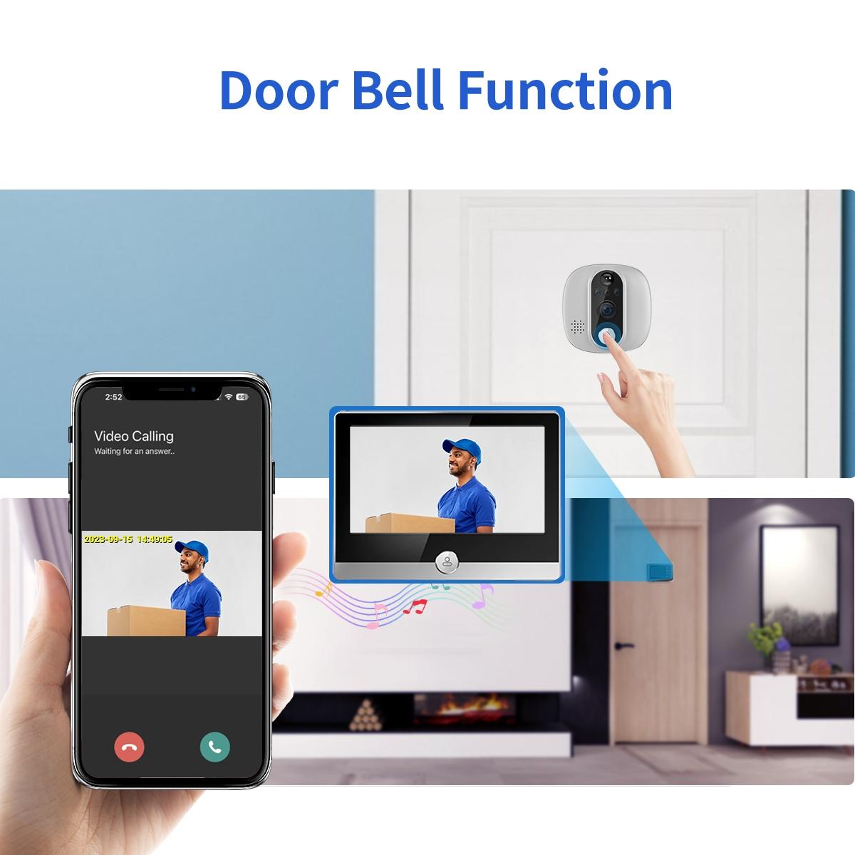 Smart Wifi Door Viewer With Wide-Angle Pir & Night Vision 1080P 4.3 Inch Dingdong Photo 8