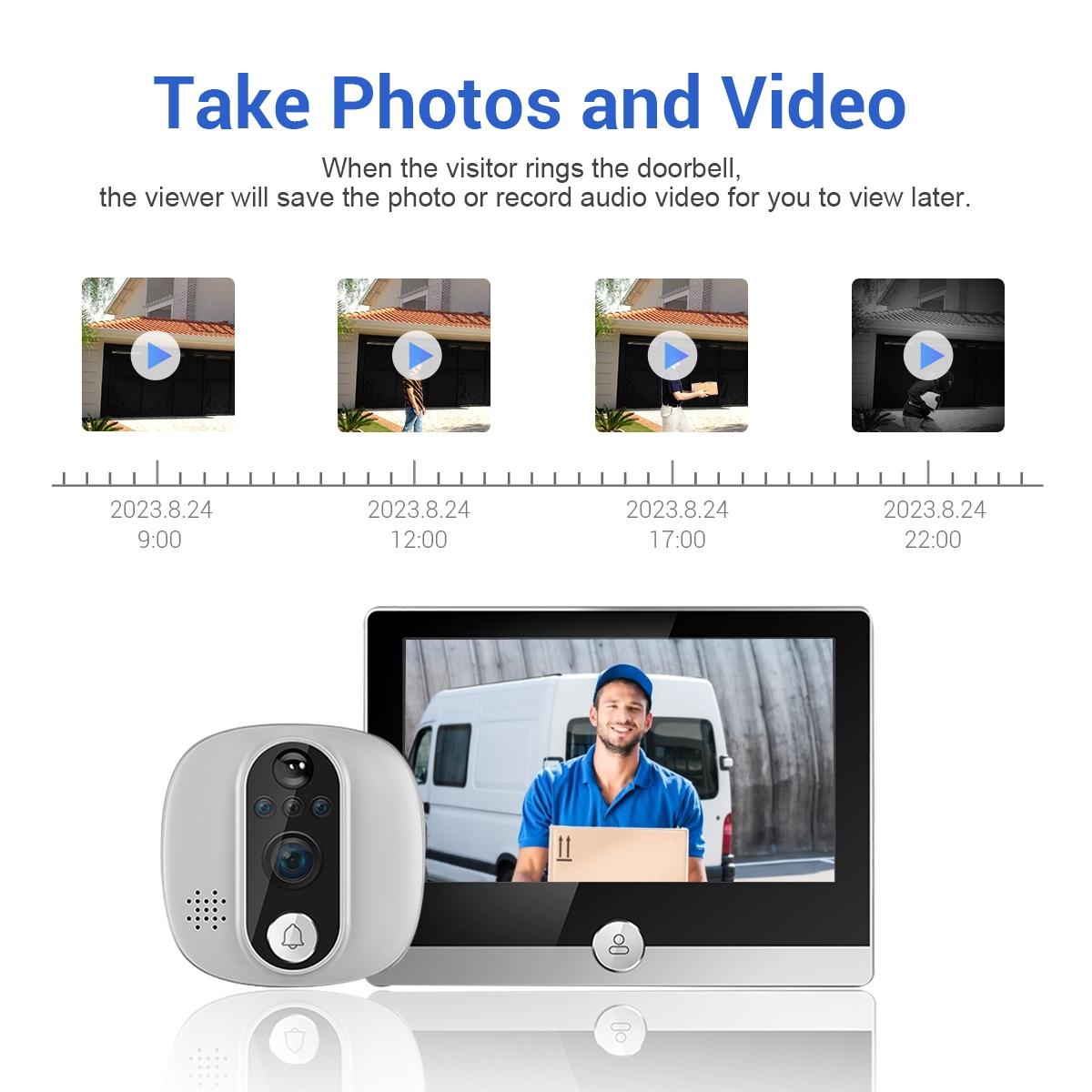 Smart Wifi Door Viewer With Wide-Angle Pir & Night Vision 1080P 4.3 Inch Dingdong Photo 9