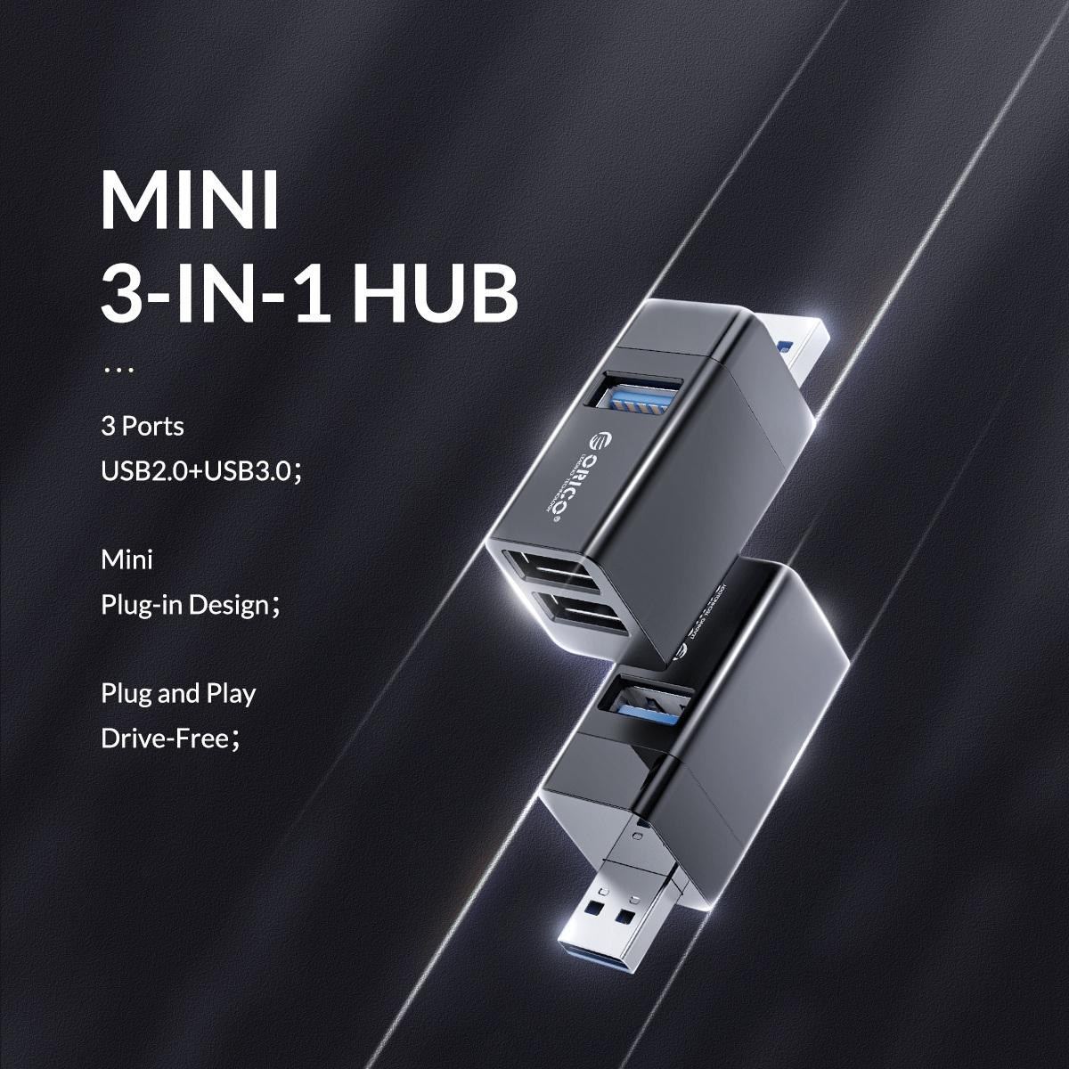 3-In-1 Usb Mini Hub Adapter For Multiple Devices - Black 5