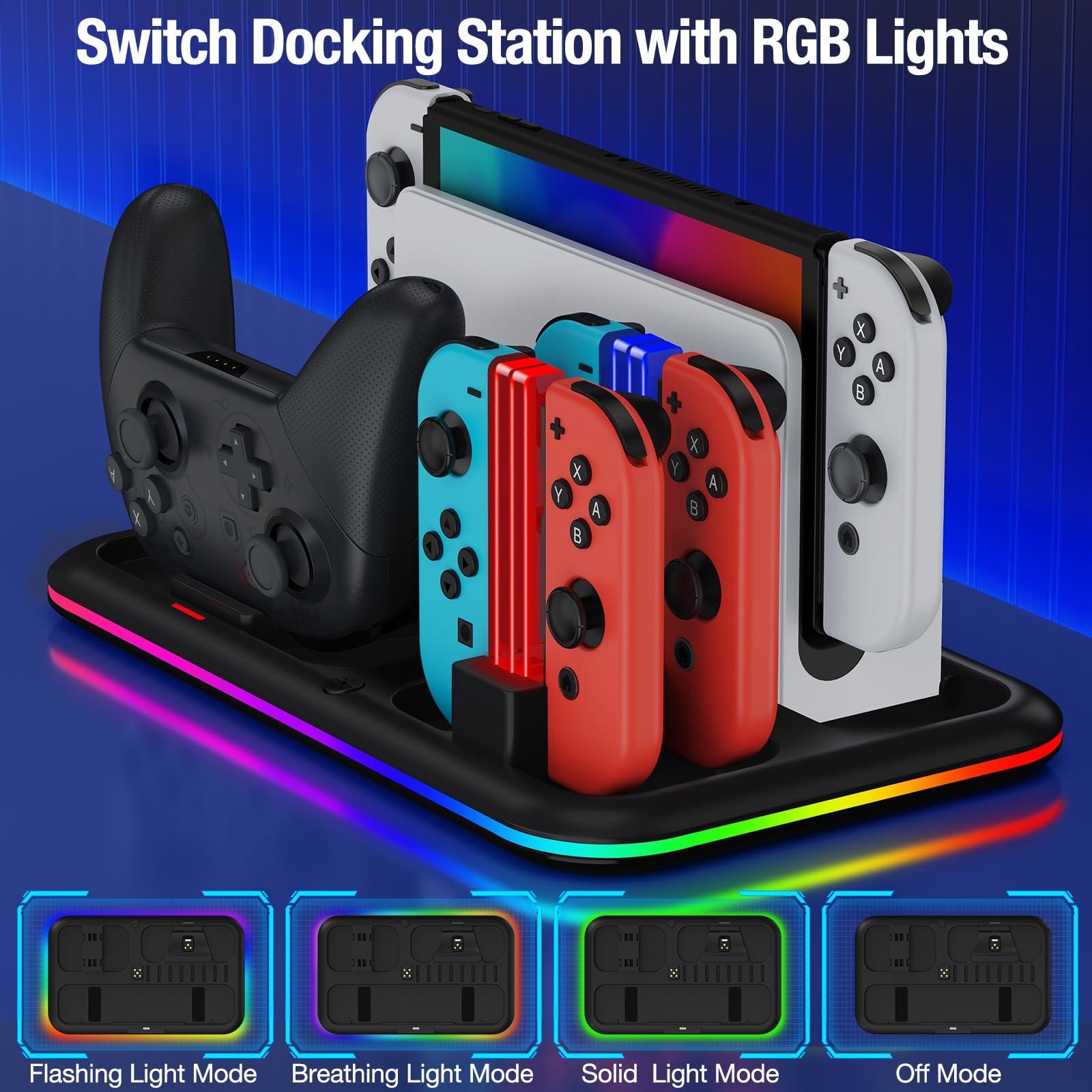 Rgb Light Charging Dock for Switch Oled - Compact 3