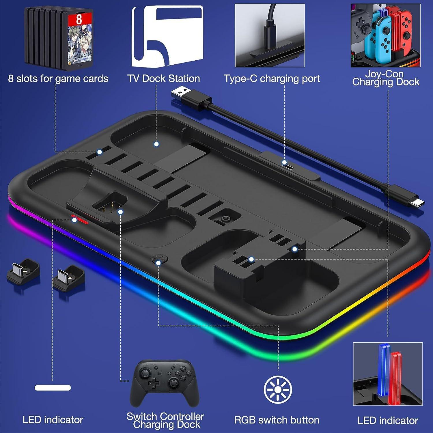 Rgb Light Charging Dock for Switch Oled - Compact 4