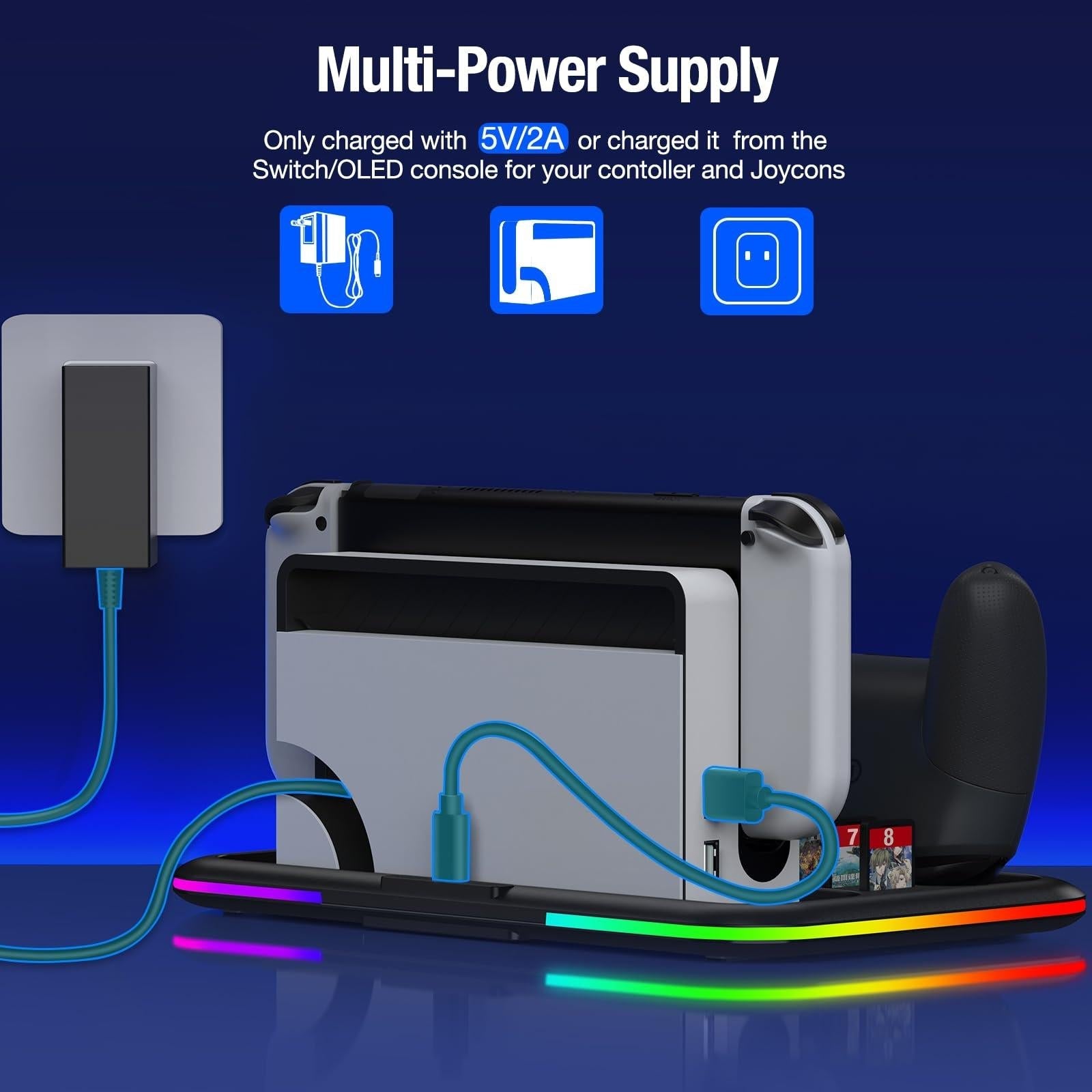 Rgb Light Charging Dock for Switch Oled - Compact 7