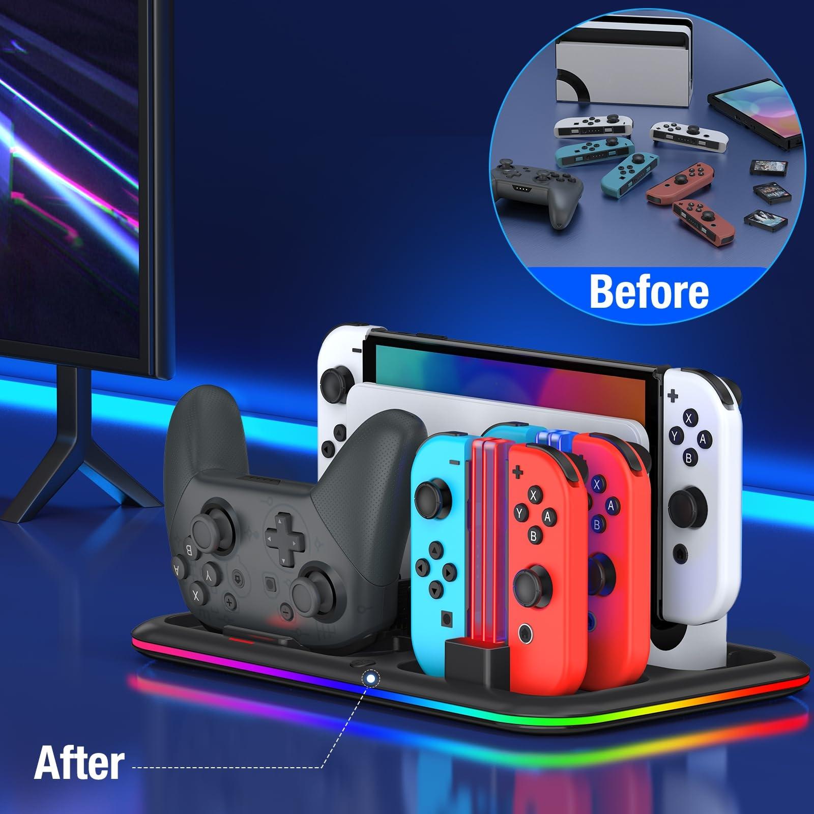 Rgb Light Charging Dock for Switch Oled - Compact 8