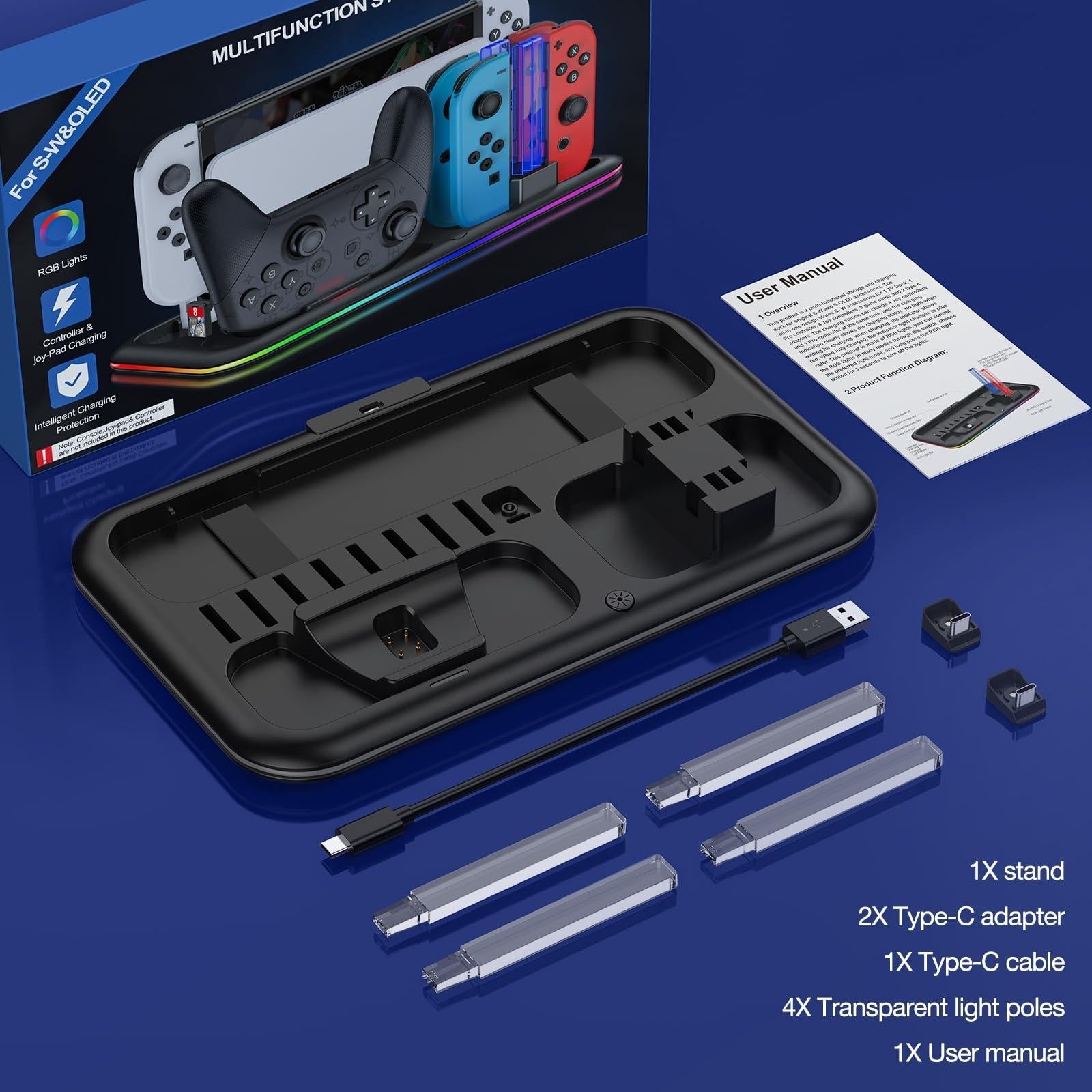 Rgb Light Charging Dock for Switch Oled - Compact 9