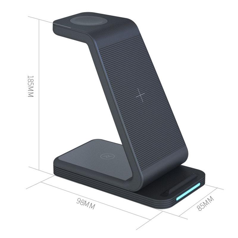 3 In 1 15W Vertical Wireless Charger - Black 4