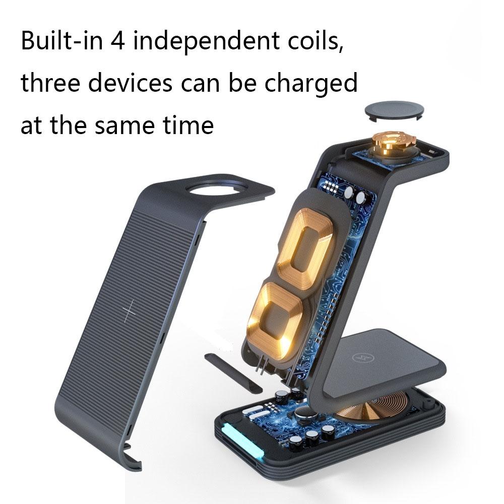 3 In 1 15W Vertical Wireless Charger - Black 6