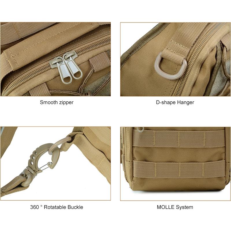 Waterproof Crossbody Chest Pack For Outdoor Sports Lightweight & Durable - Khaki 7